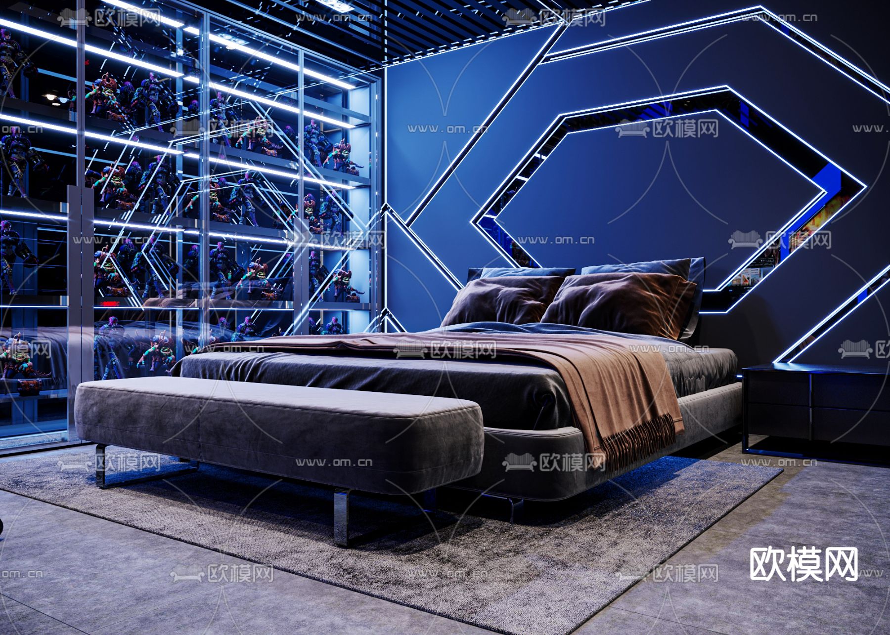 赛博朋克 网咖电竞包房3d模型下载（渲染图4）