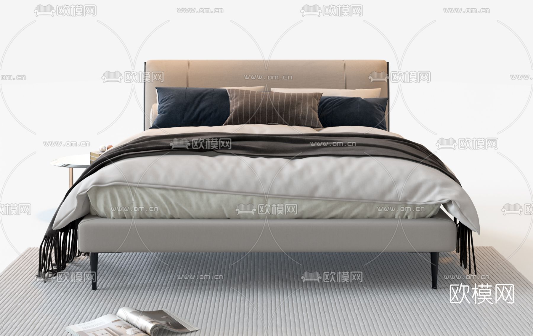 B&B 双人床3d模型下载（渲染图2）