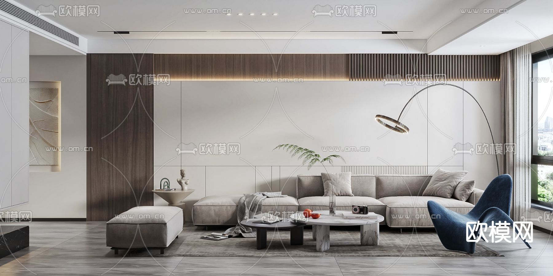 现代客厅3d模型下载（渲染图1）