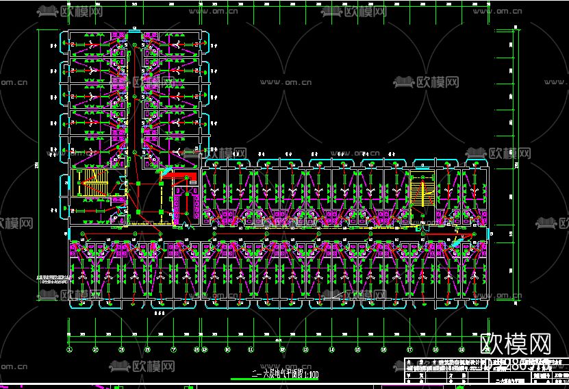 宿舍楼电气cad施工图下载（渲染图2）