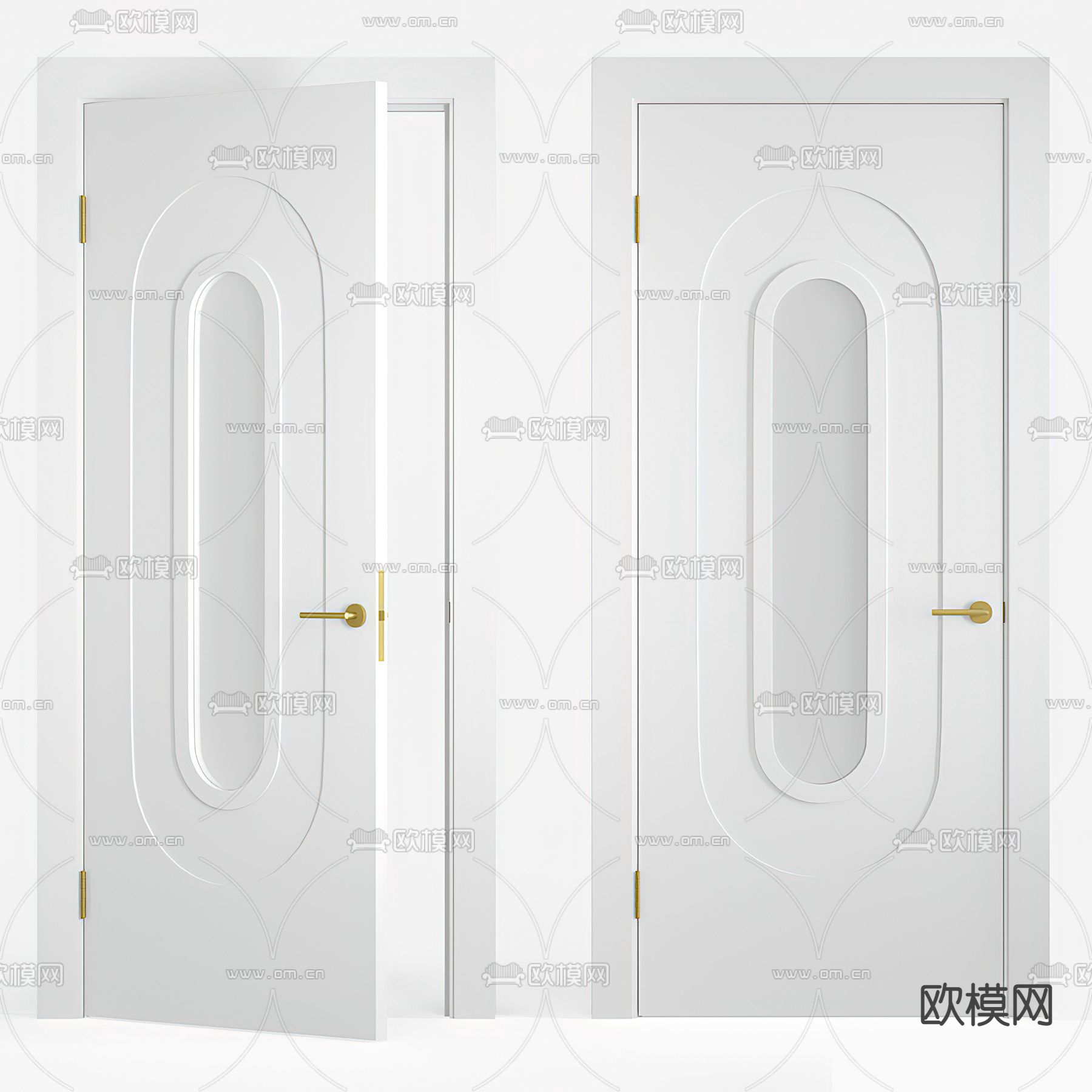 法式奶油风房门单开门3d模型下载_ID12127272_3dmax免费模型-欧模网
