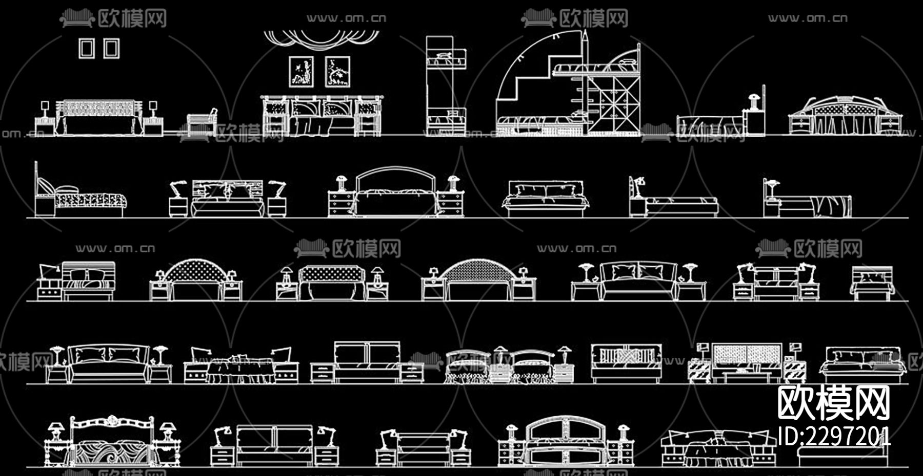 各种床立面CAD图库下载（渲染图4）