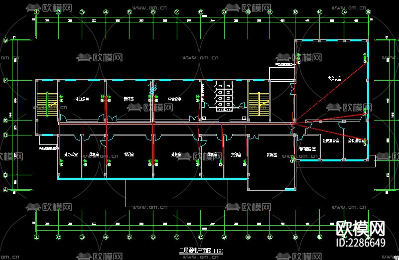 办公楼电气CAD施工图下载（渲染图5）
