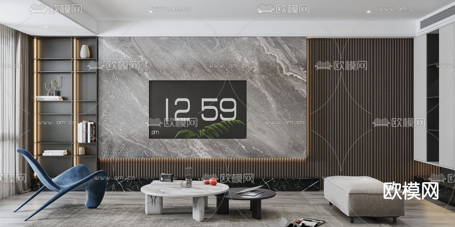 现代客厅3d模型下载（渲染图2）