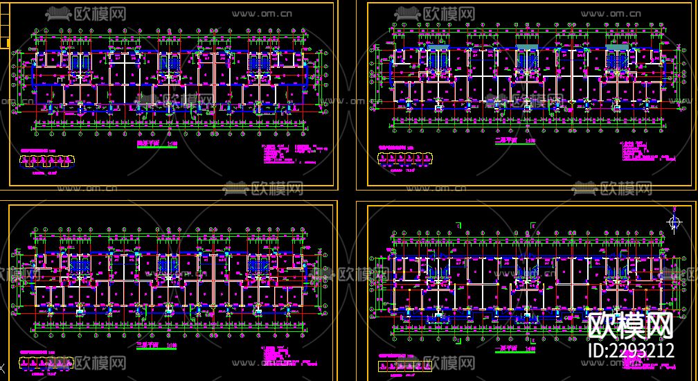 市区农民拆迁安置小区排屋设计cad施工图下载（渲染图4）