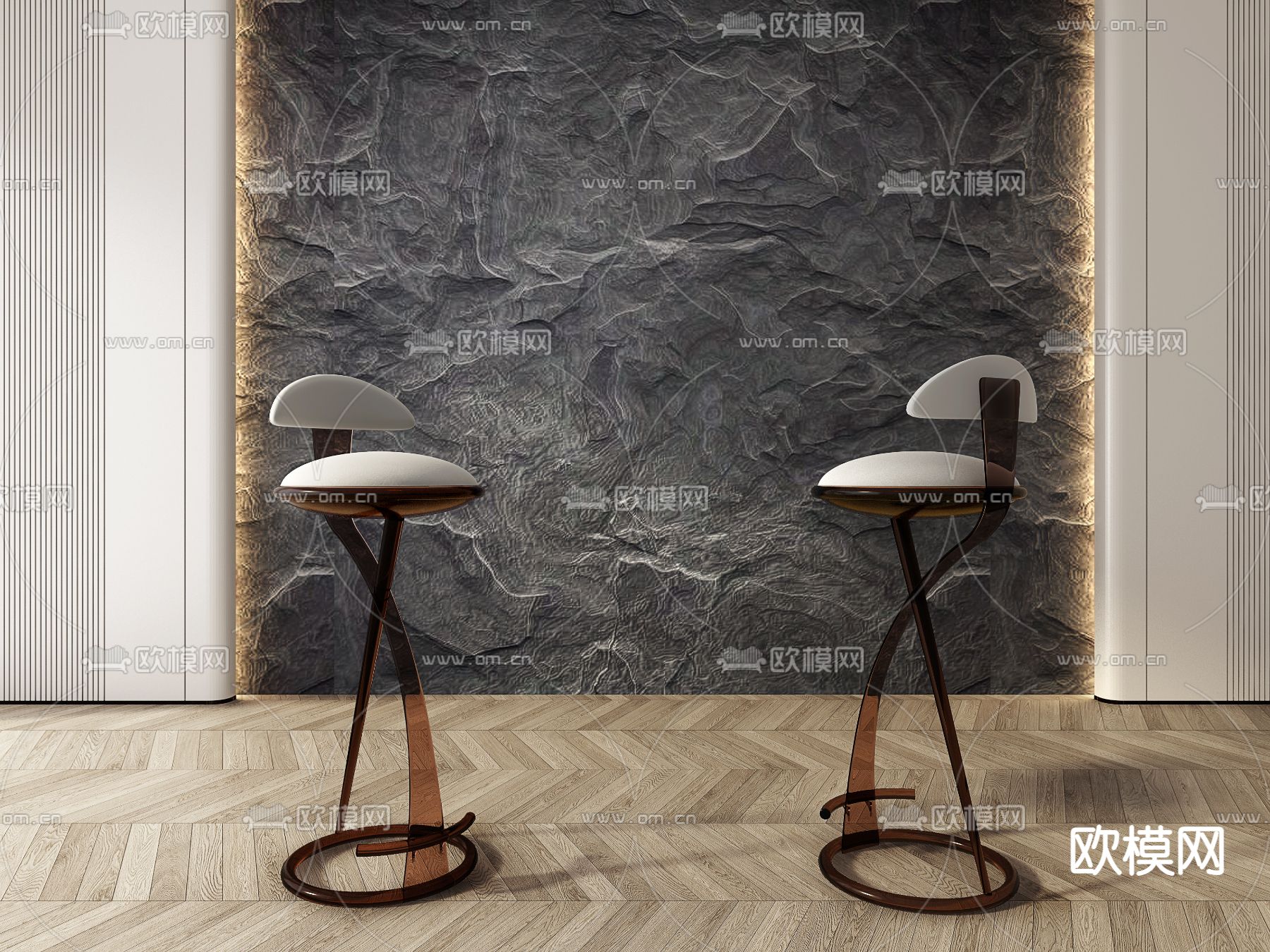 现代轻奢吧椅3d模型下载