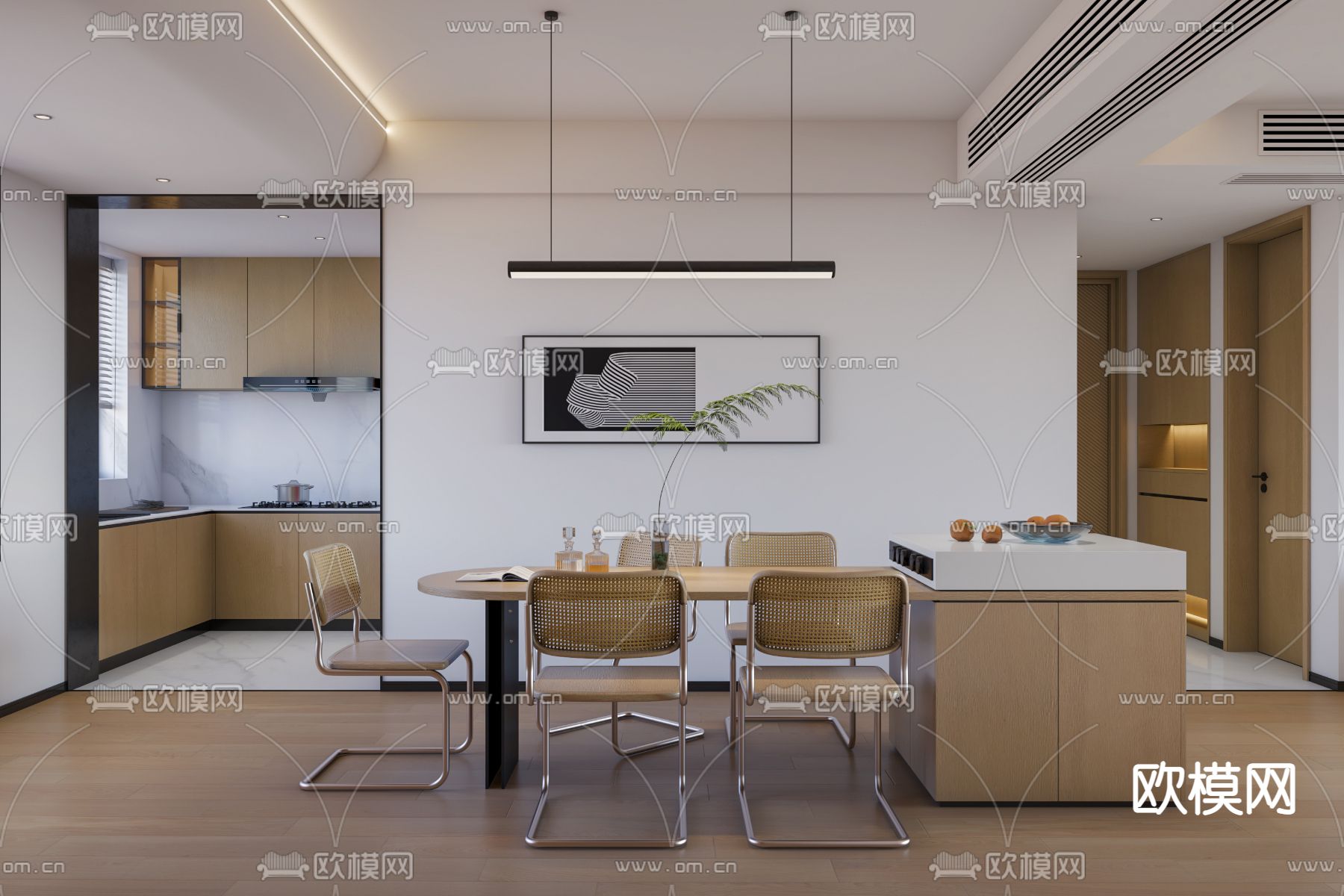 现代客厅3d模型下载（渲染图4）