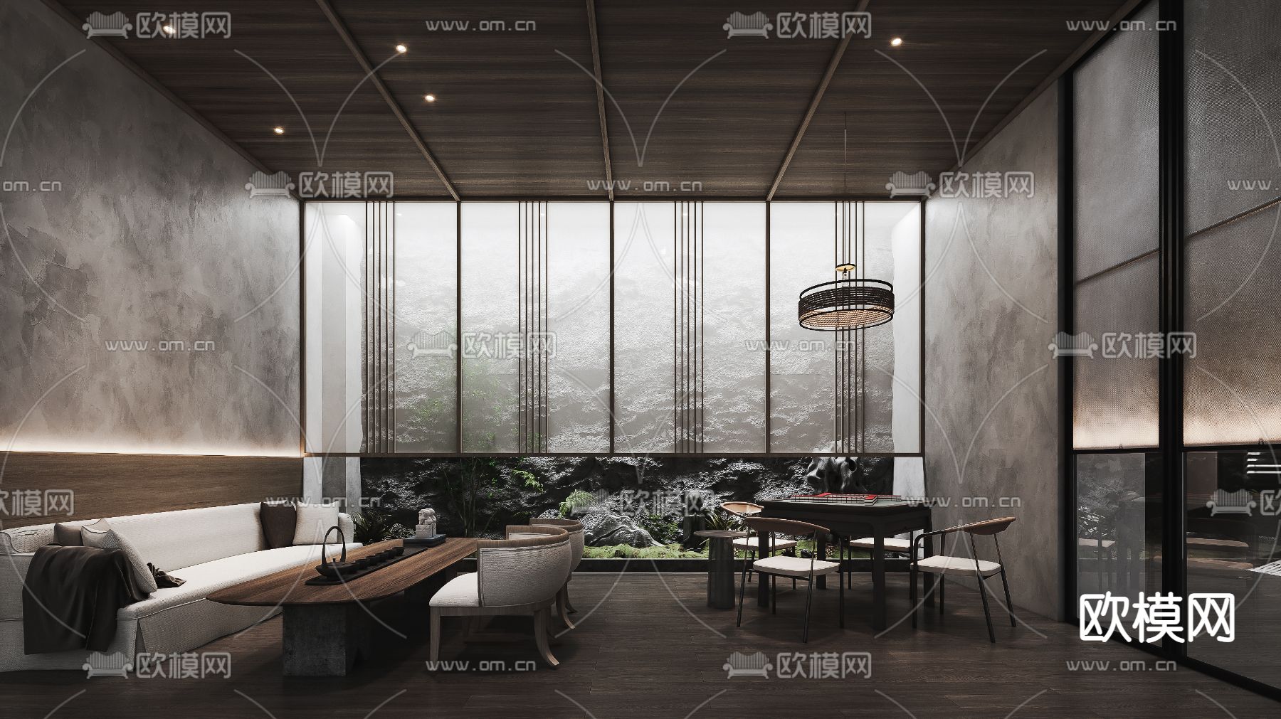 新中式会所茶室 麻将房3d模型下载_ID10001677_3dmax免费模型-欧模网