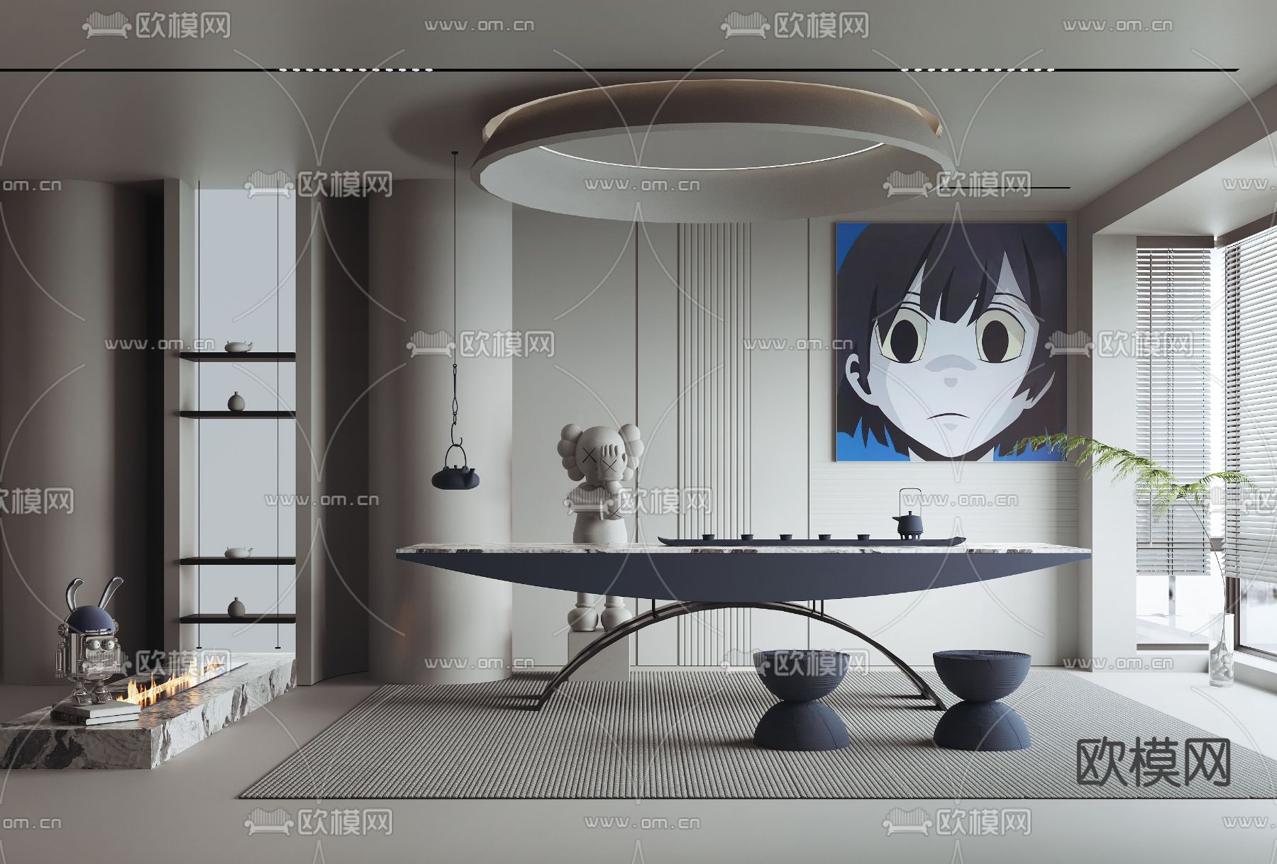 现代高级灰茶室3d模型下载