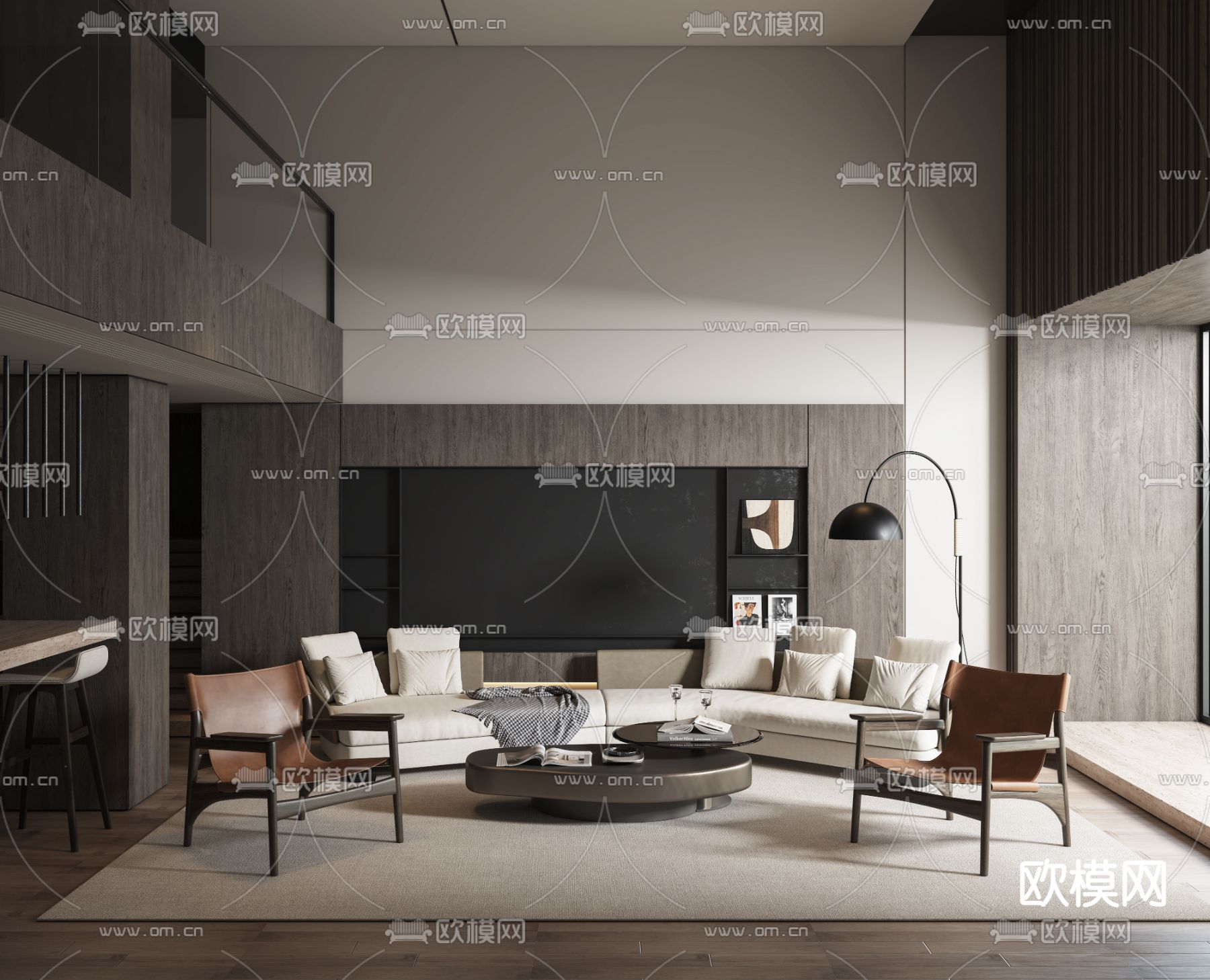 现代别墅大堂 客厅3d模型下载