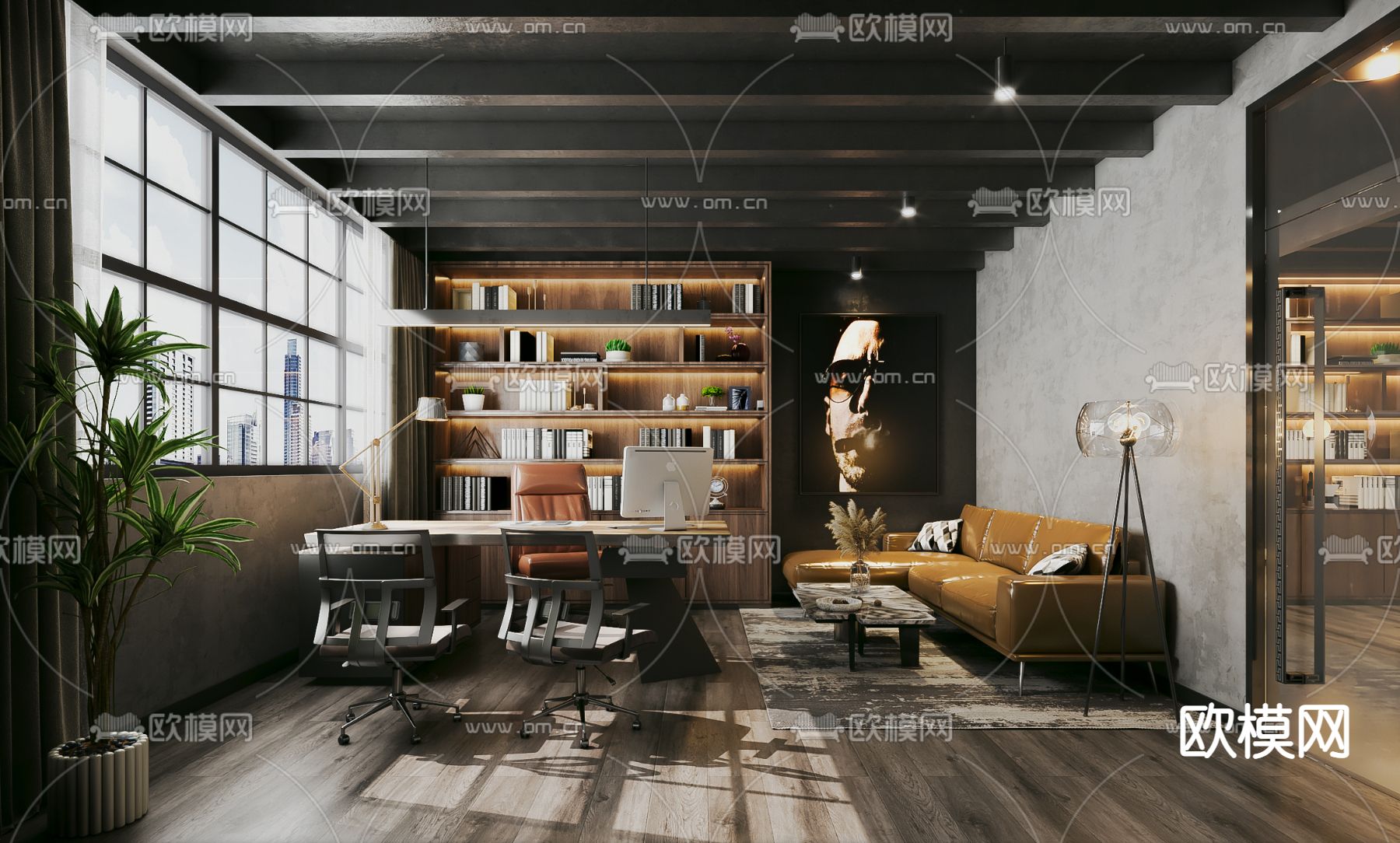 工业风总经理室 主管室3d模型下载
