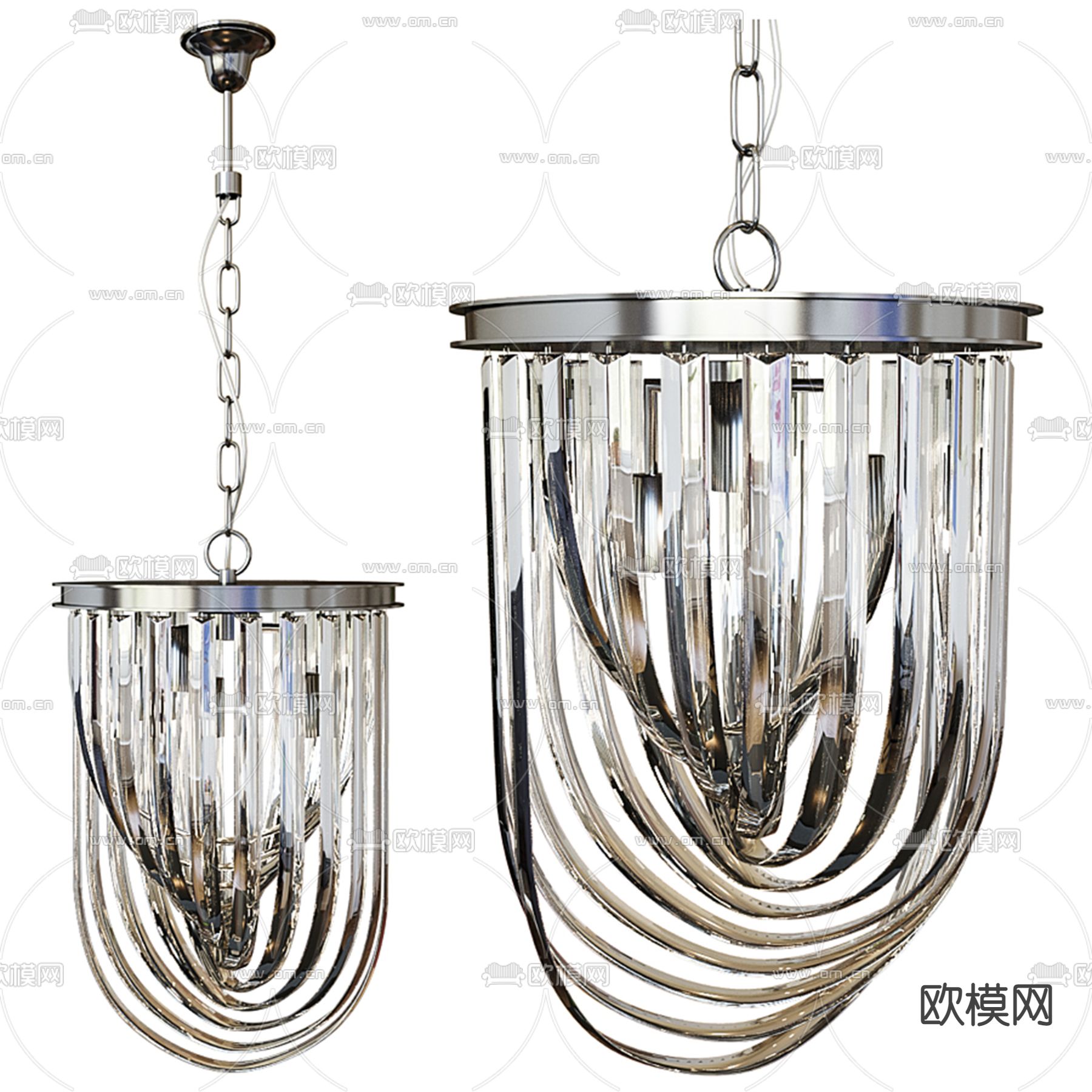 现代水晶曲线吊灯3d模型下载