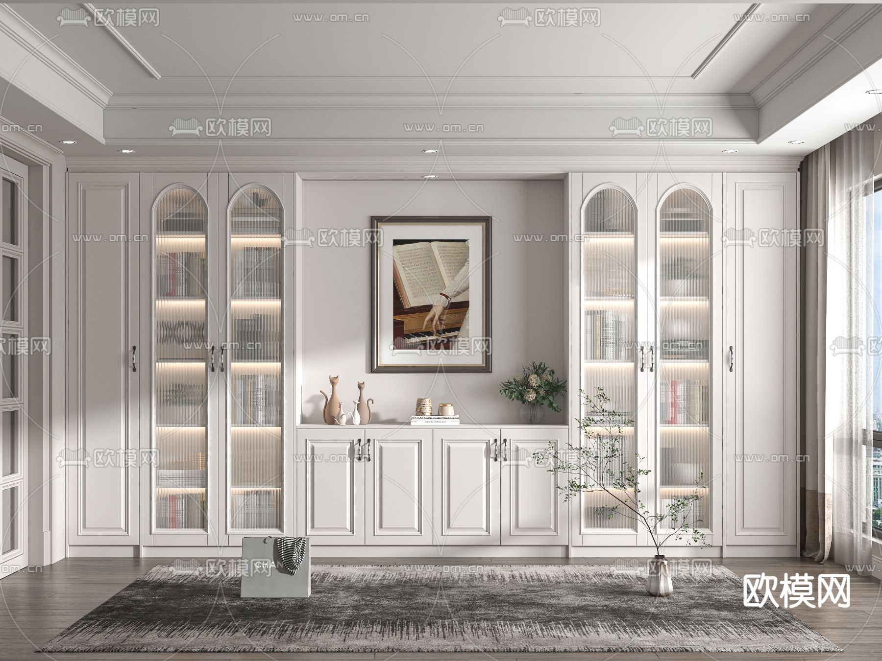 美式书柜3d模型下载