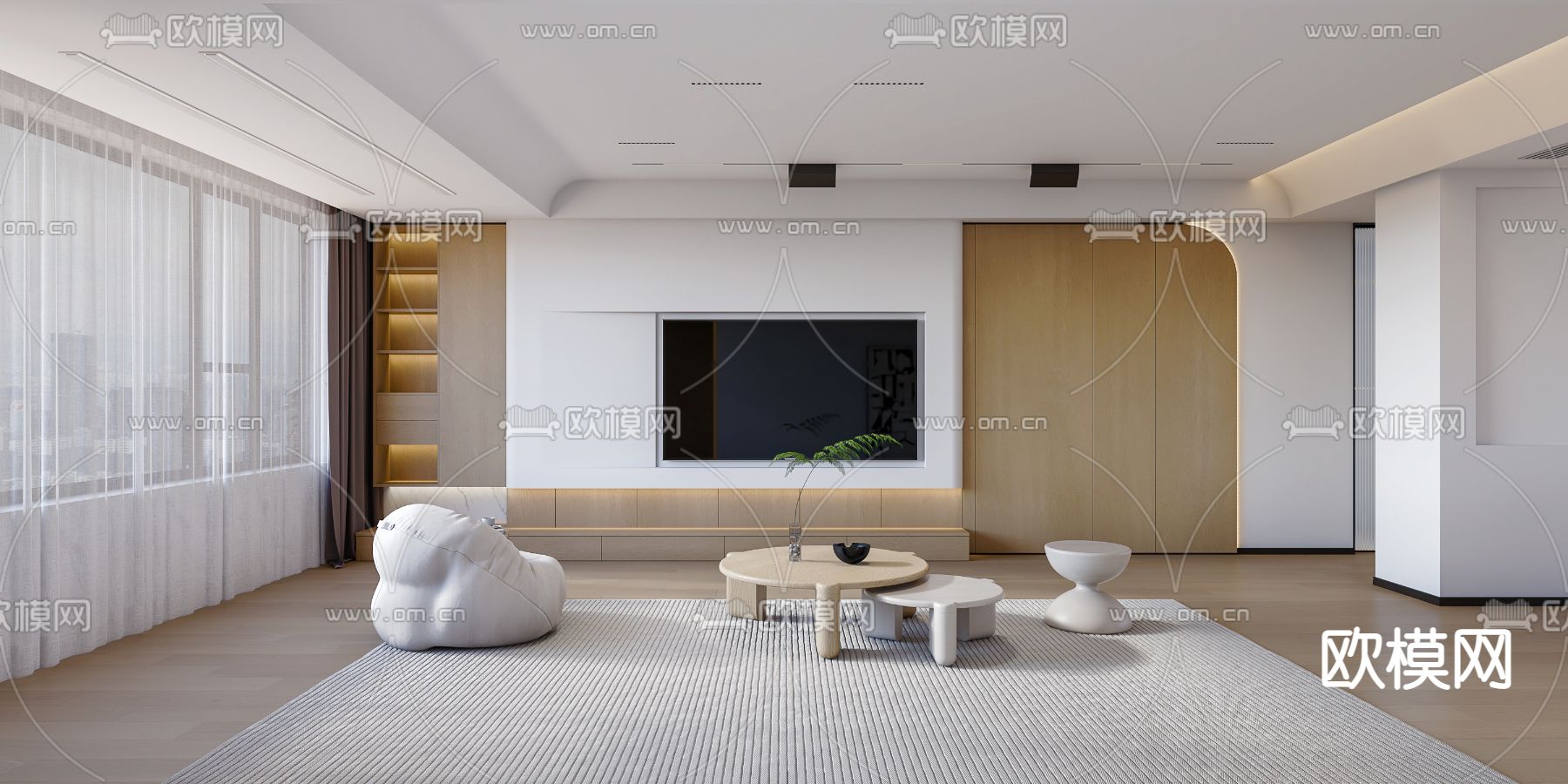 现代客厅3d模型下载（渲染图2）