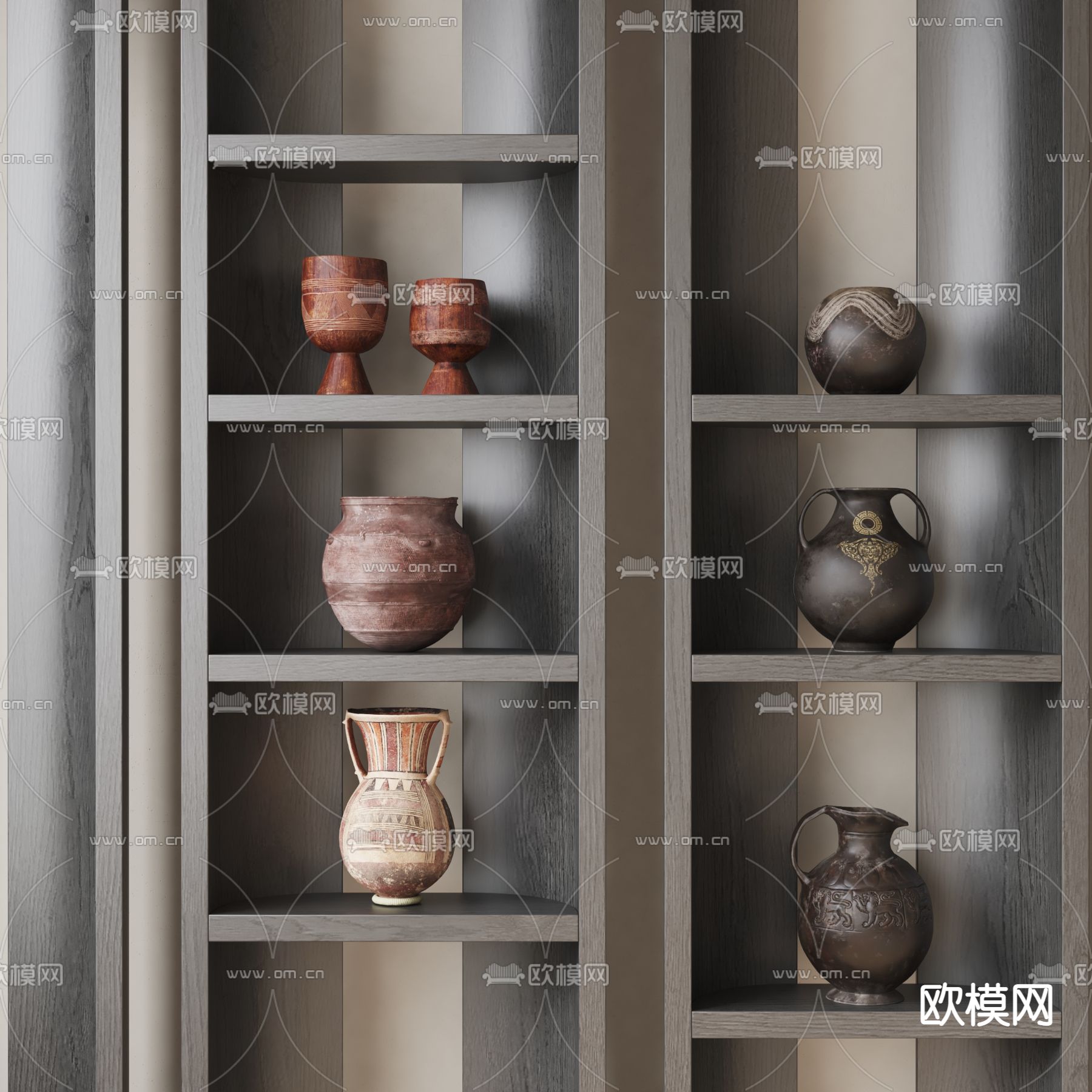 侘寂风陶罐器皿 摆件3d模型下载