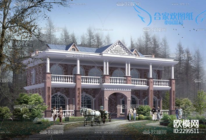 别墅cad施工图下载（渲染图3）