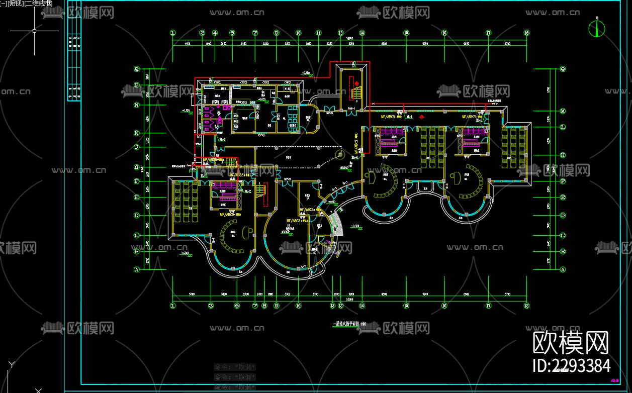 装修工程水灭火系统计cad施工图下载（渲染图2）