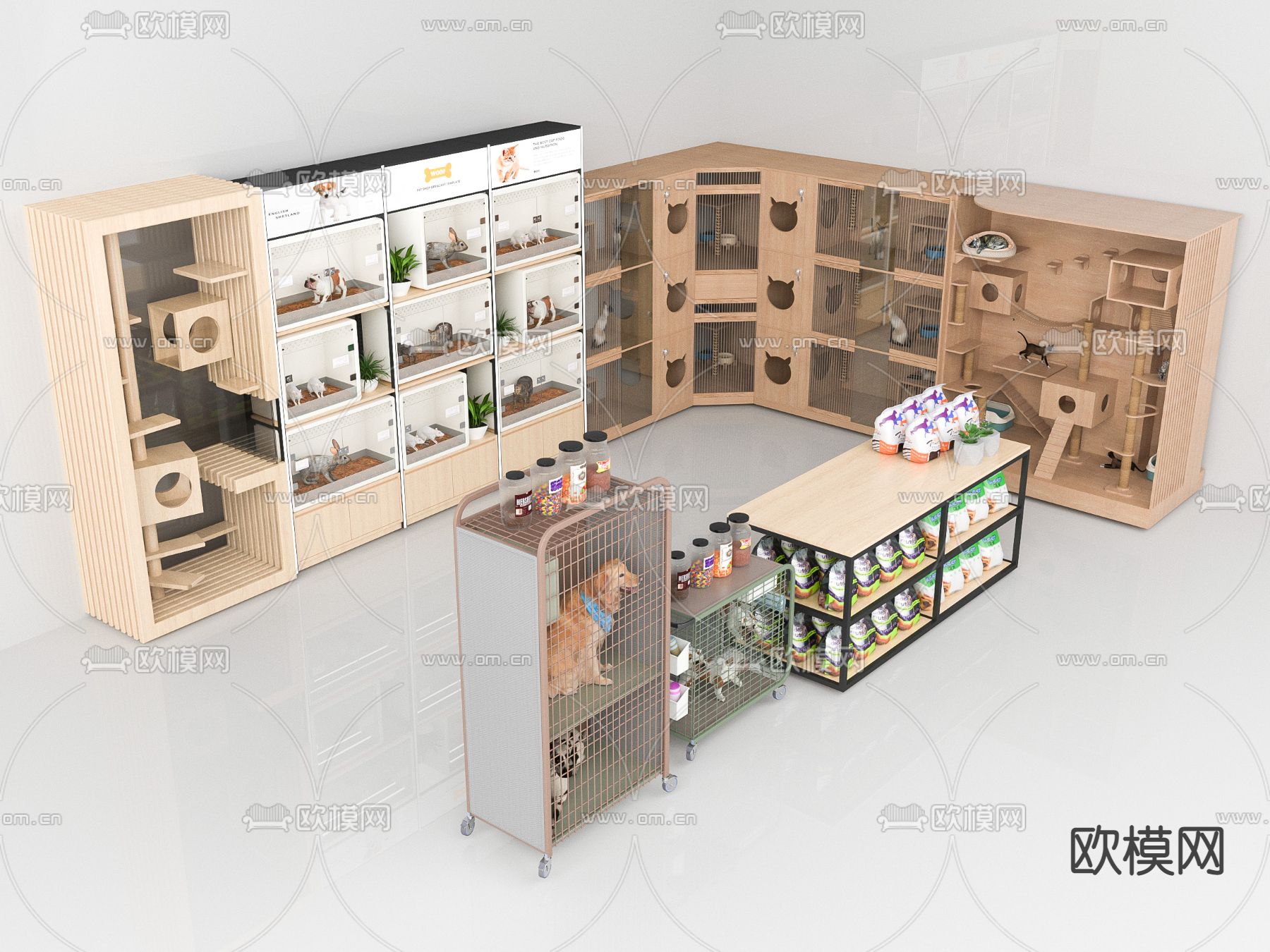 现代宠物店展示柜su模型