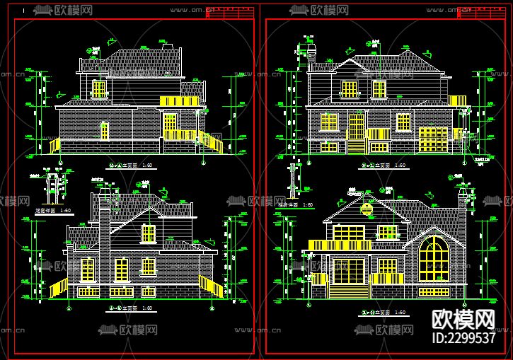 别墅cad施工图下载（渲染图3）