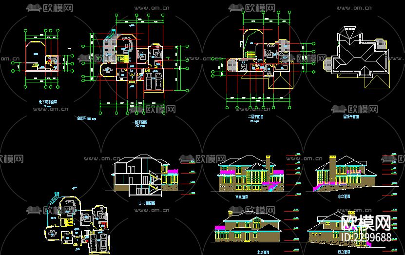 别墅cad施工图-免费3dmax模型库-欧模网