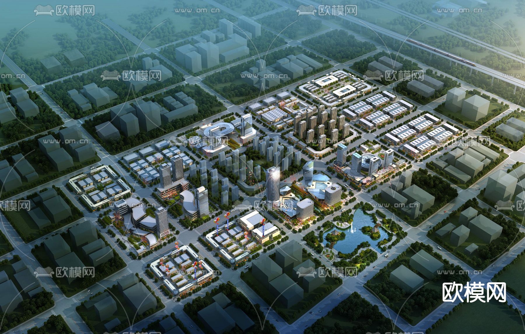 现代城市鸟瞰psd下载