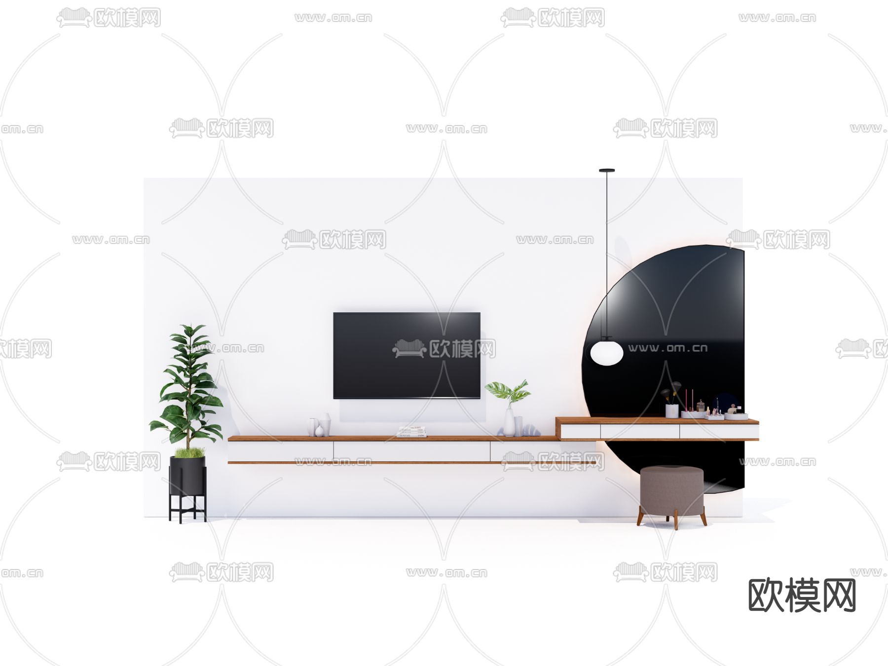 现代悬挂电视柜su模型下载_ID12126274_sketchup模型下载-欧模网
