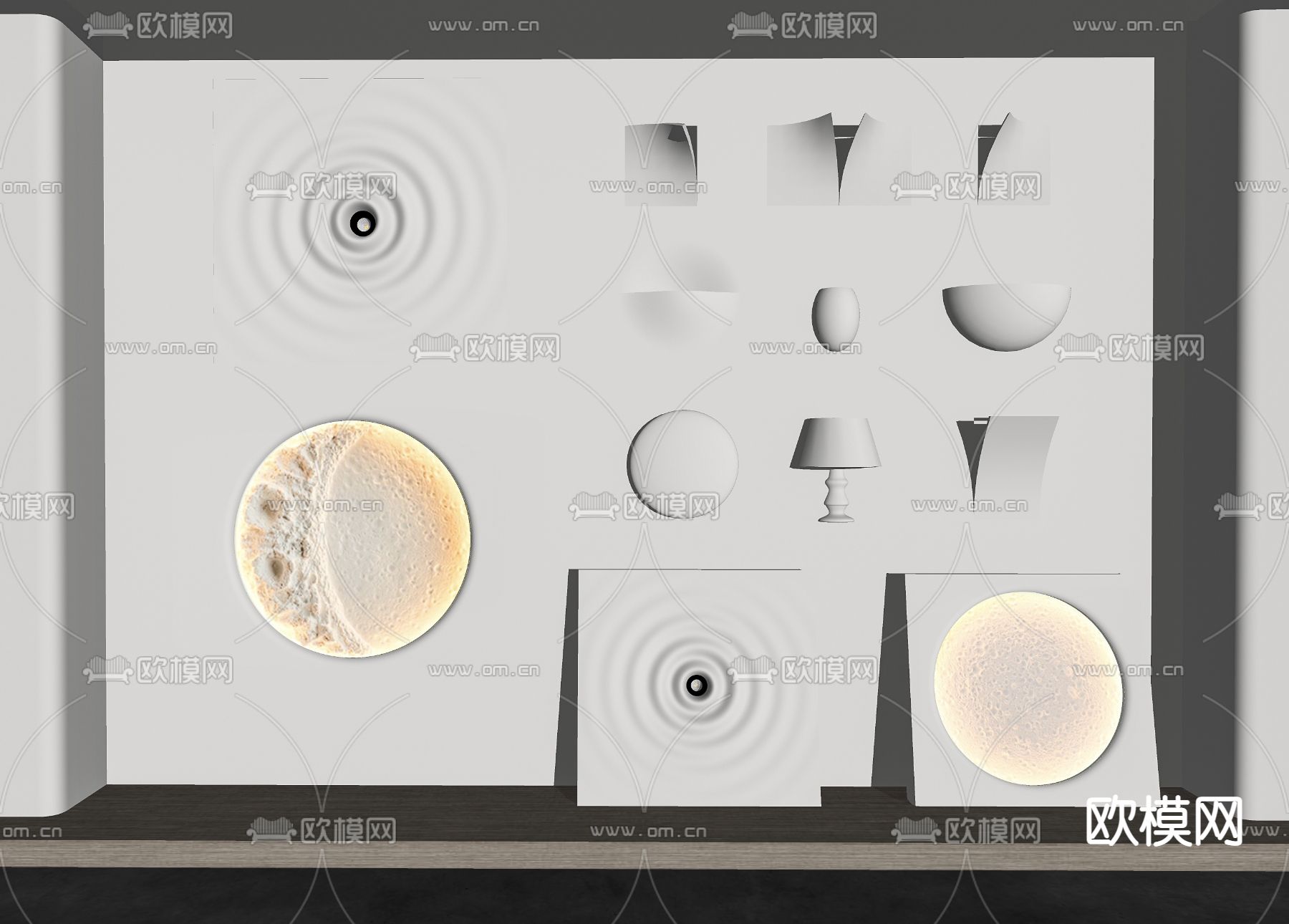 现代石膏壁灯su模型下载（渲染图2）