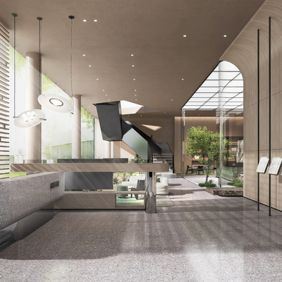  现代售楼处部接待前台su模型 