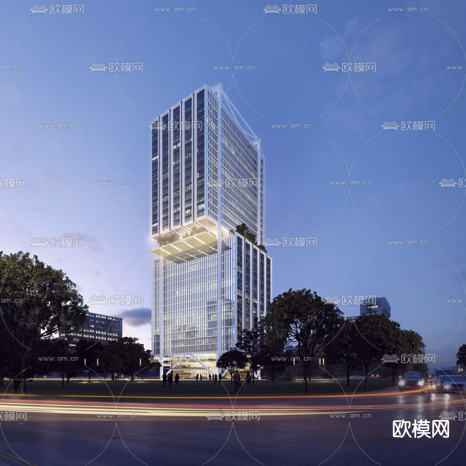 现代办公楼建筑外观3d模型下载