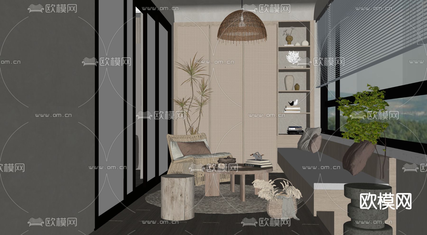 侘寂休闲阳台su模型下载（渲染图2）