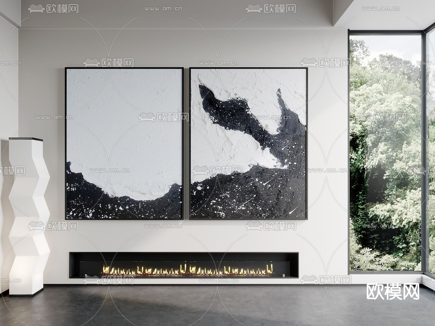 侘寂风装饰画 抽象画 挂画su模型下载（渲染图1）