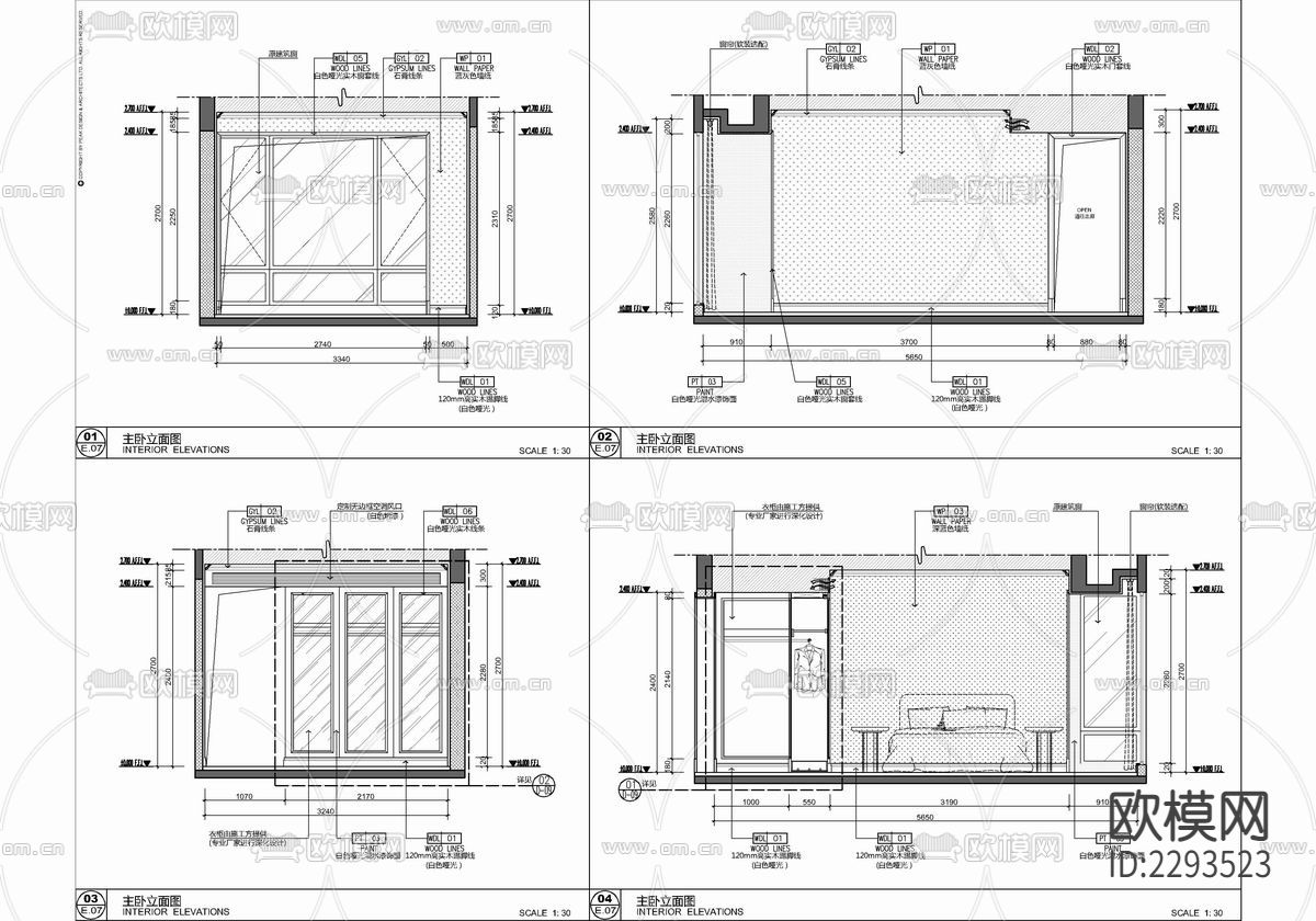 135㎡四居室样板房整装cad施工图下载（渲染图8）