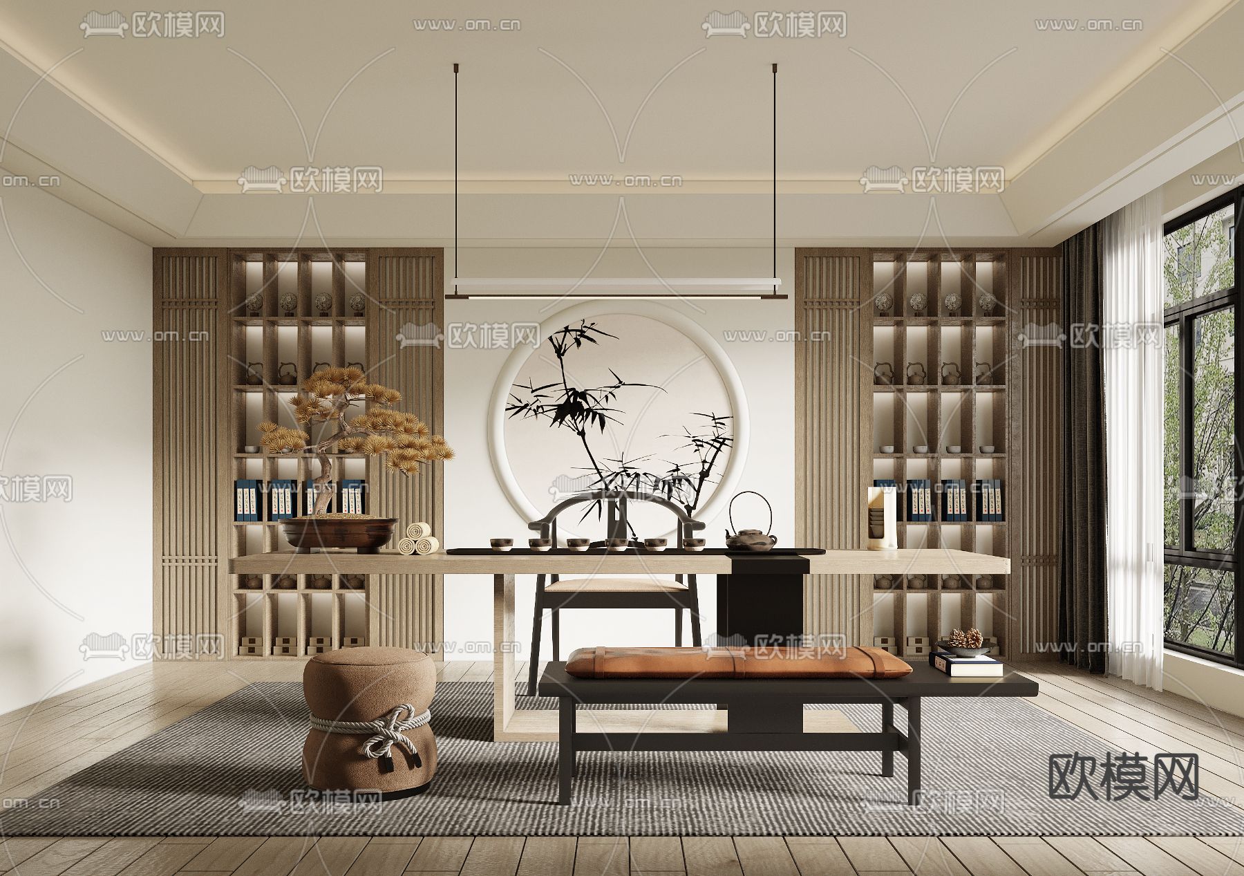 新中式茶室3d模型下载