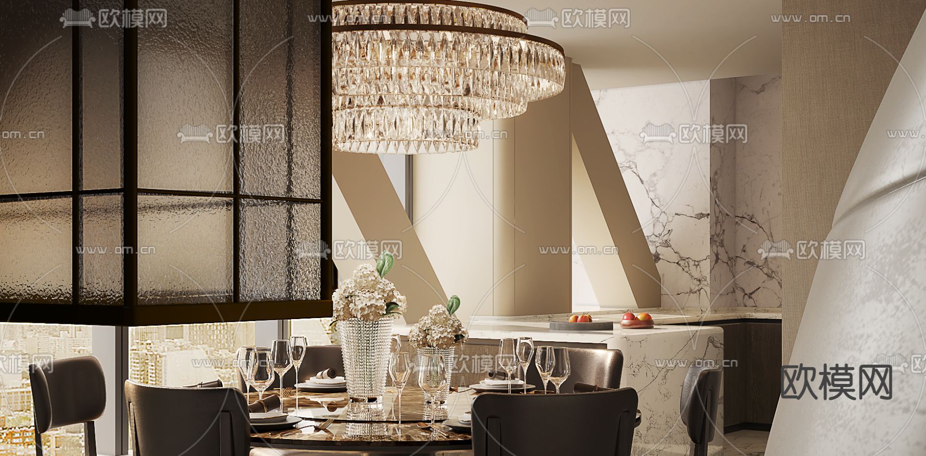 郑中设计 侘寂餐厅3d模型下载（渲染图4）