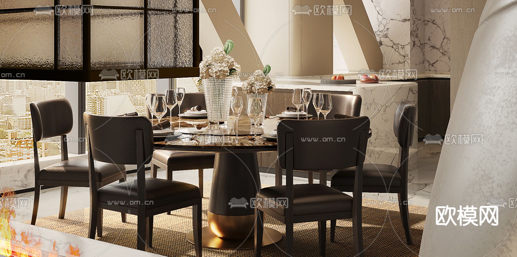 郑中设计 侘寂餐厅3d模型下载（渲染图3）