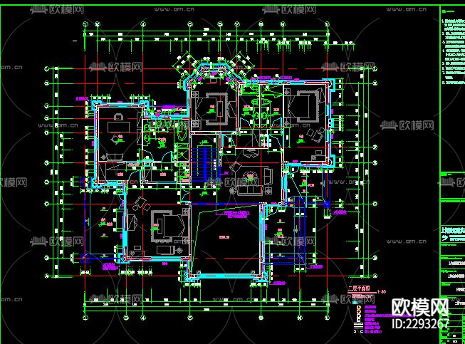别墅cad施工图下载（渲染图5）