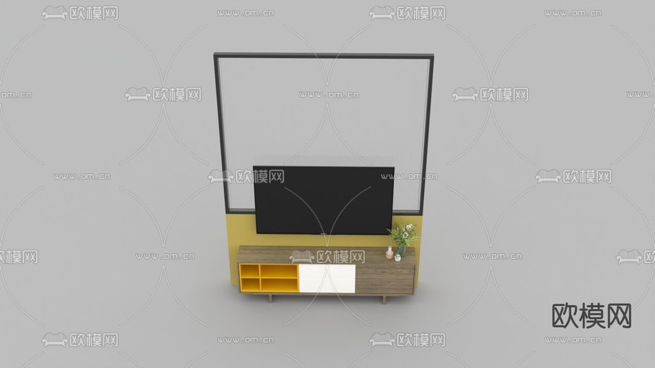 北欧简约实木电视柜免费3d模型下载