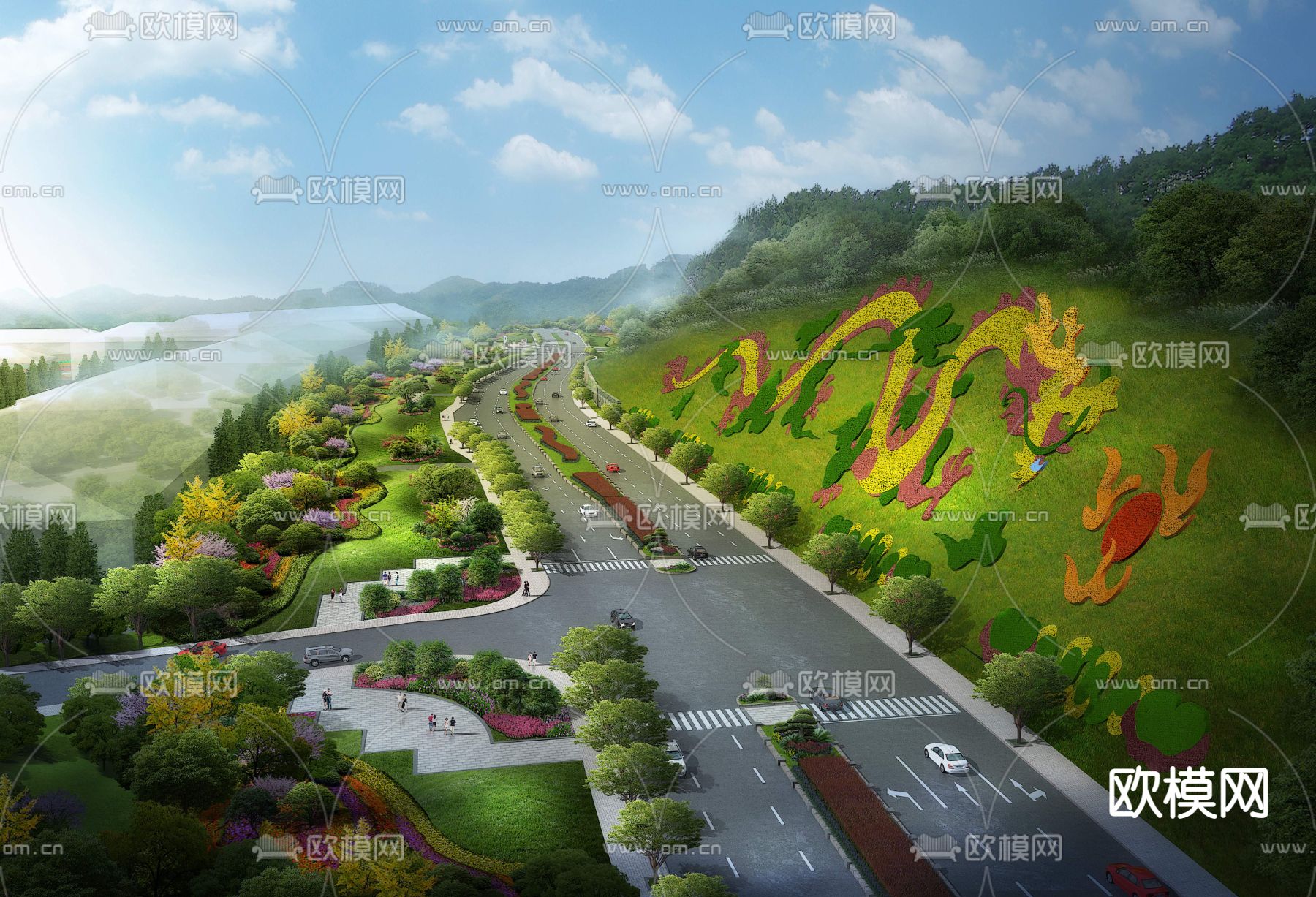 现代公路道路景观psd下载