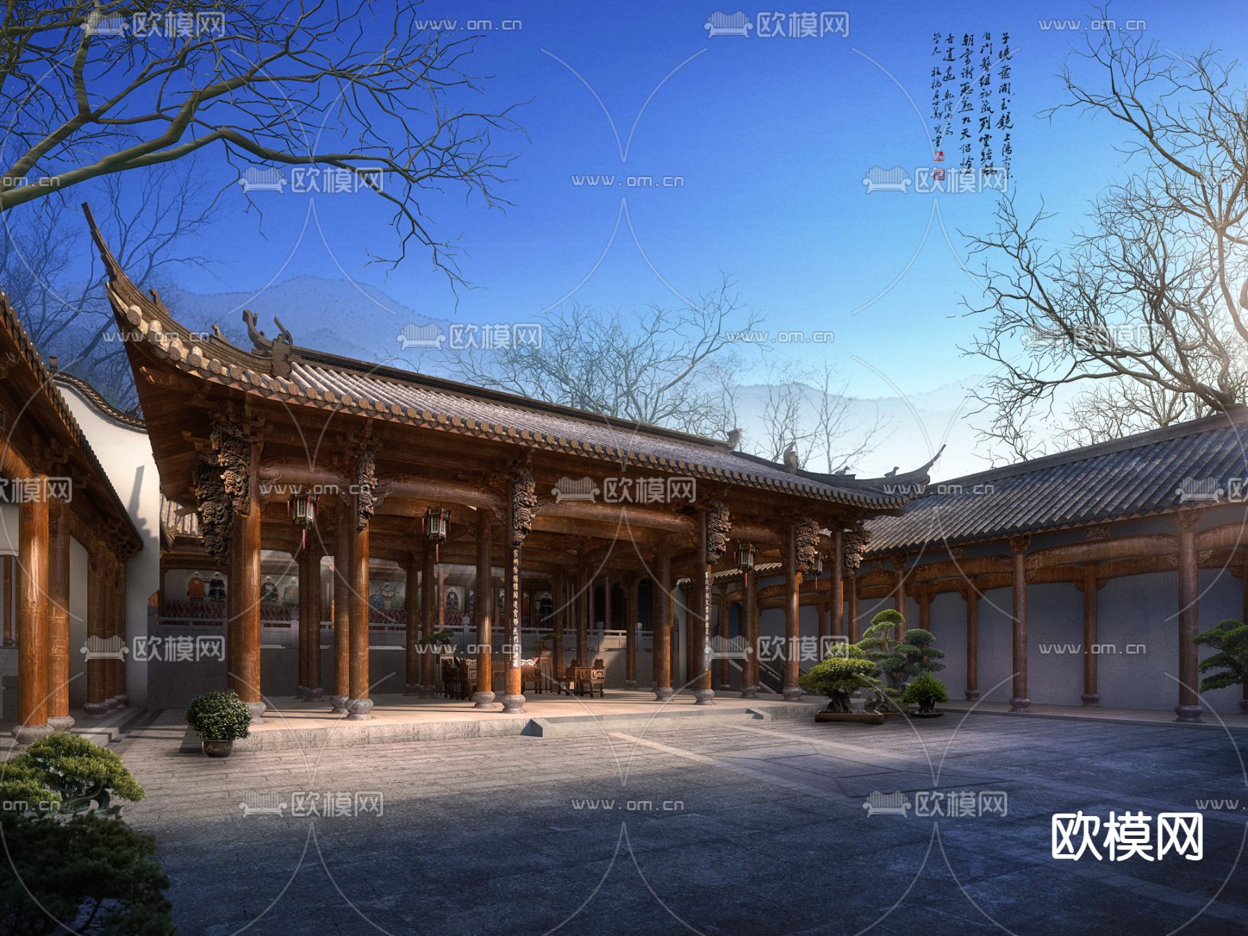 中式古建筑 寺庙psd下载