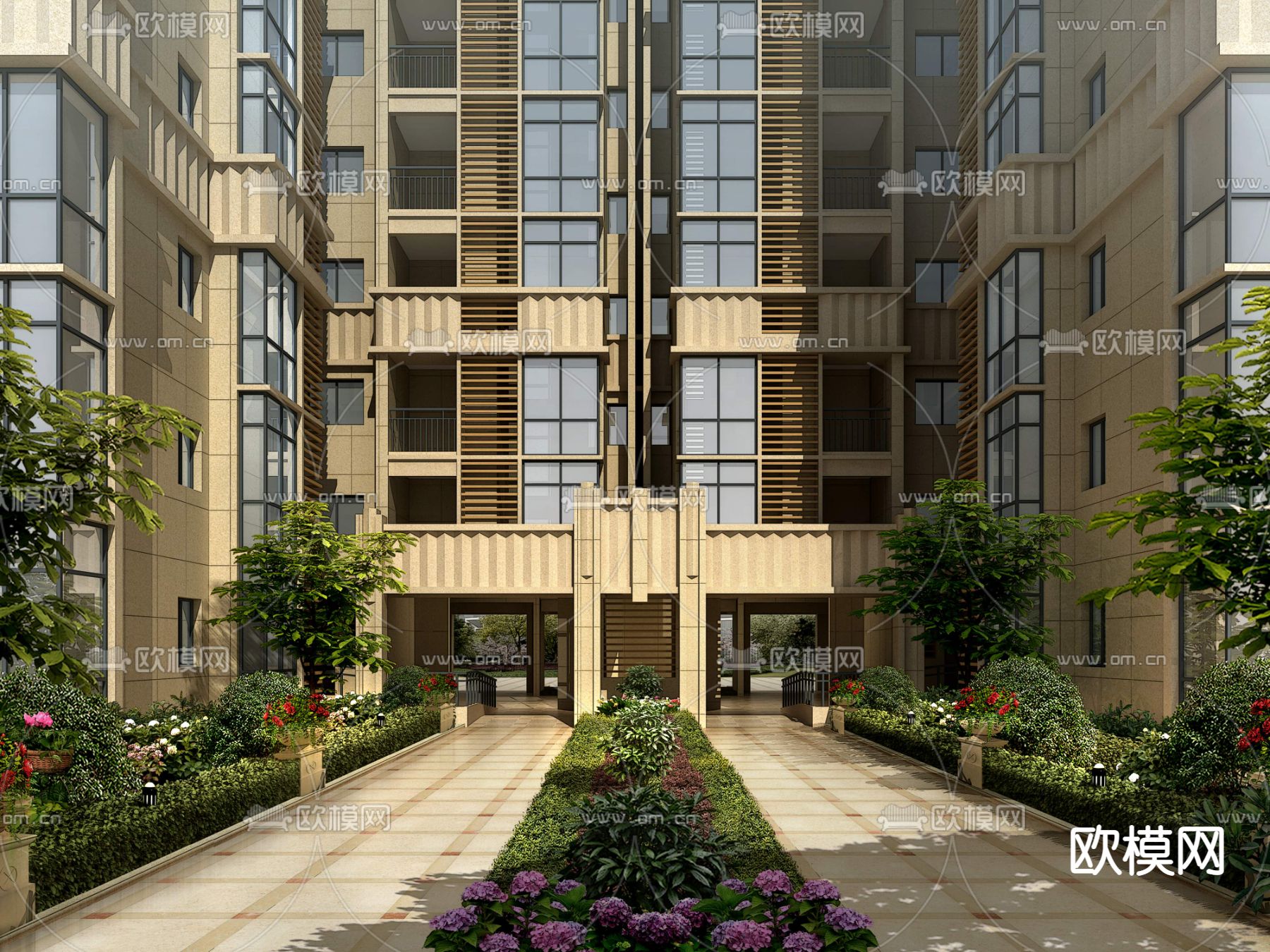 新古典住宅楼入口门头psd下载