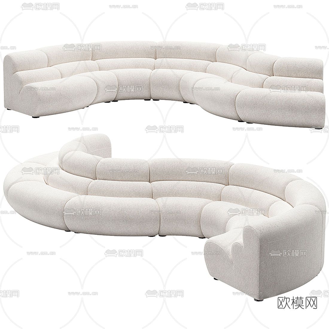 B&B italia 异形沙发 弧形沙发3d模型下载（渲染图1）