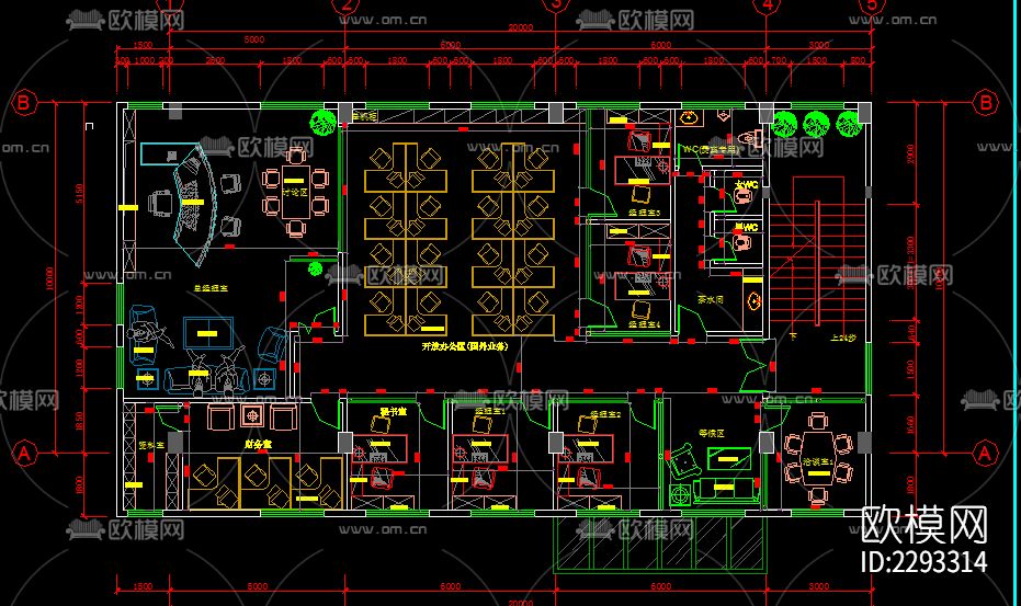 写字楼水电cad施工图下载（渲染图2）