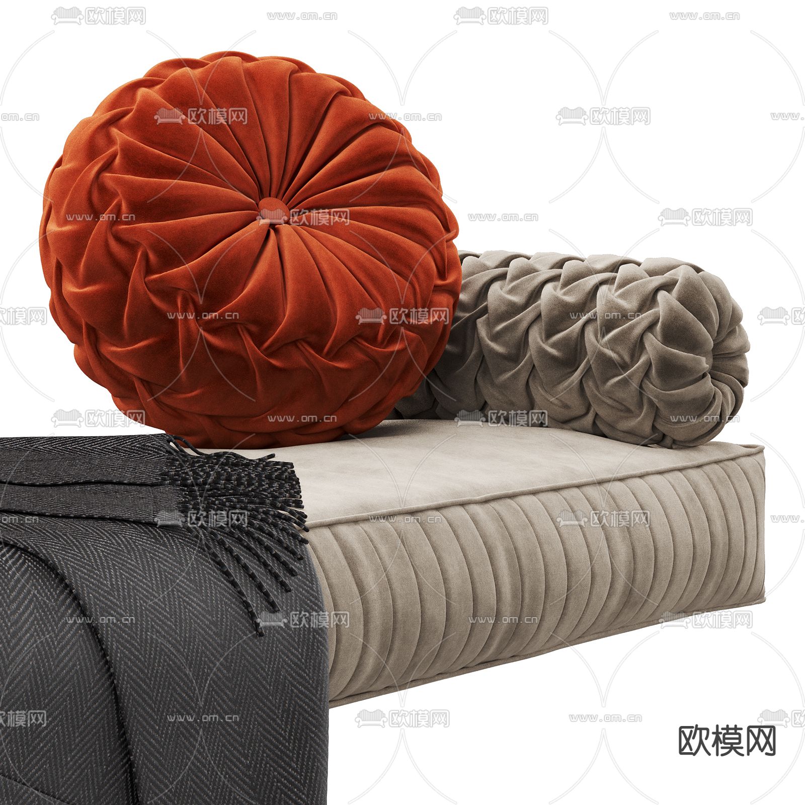 简欧飘窗坐垫 沙发垫3d模型下载（渲染图4）