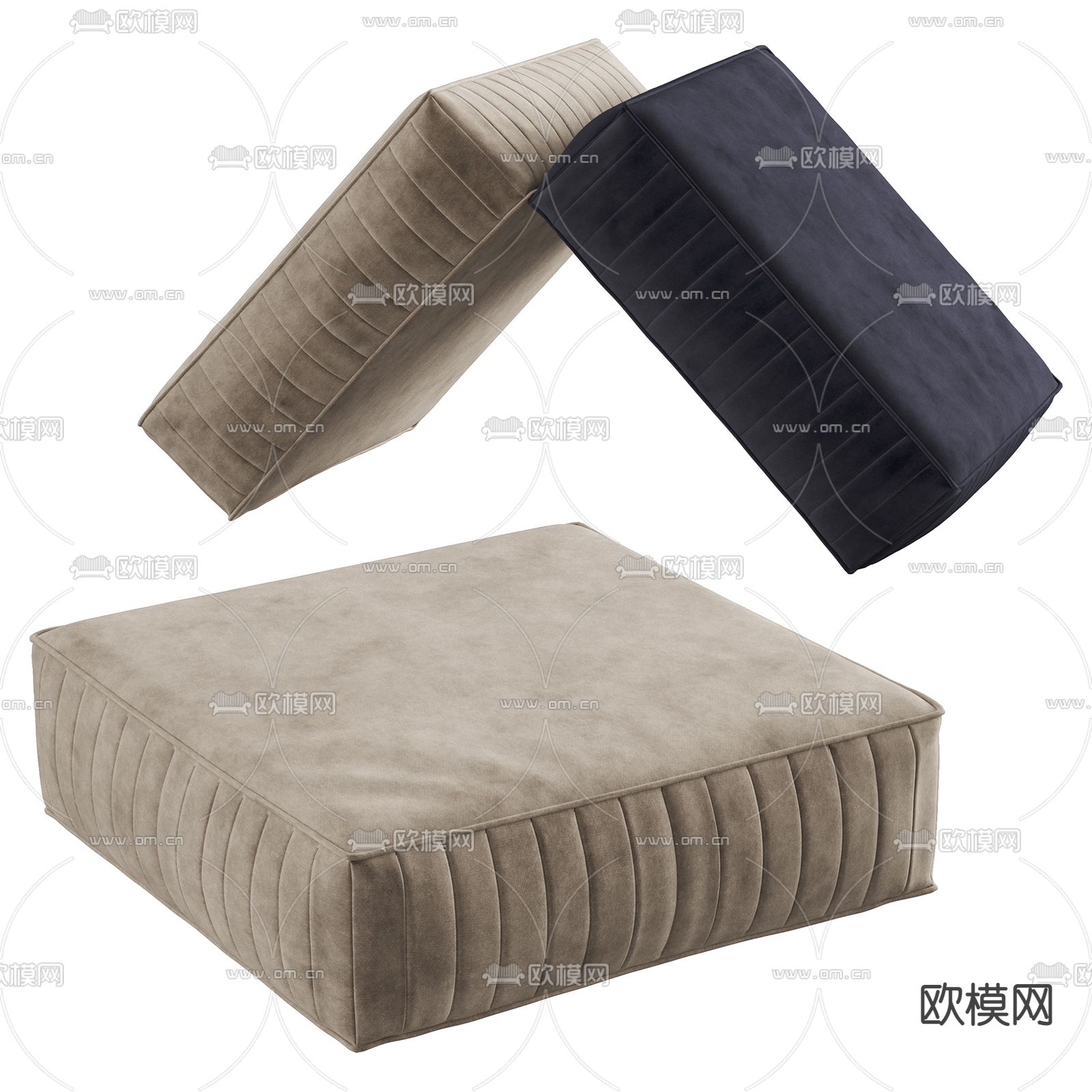 简欧飘窗坐垫 沙发垫3d模型下载（渲染图3）