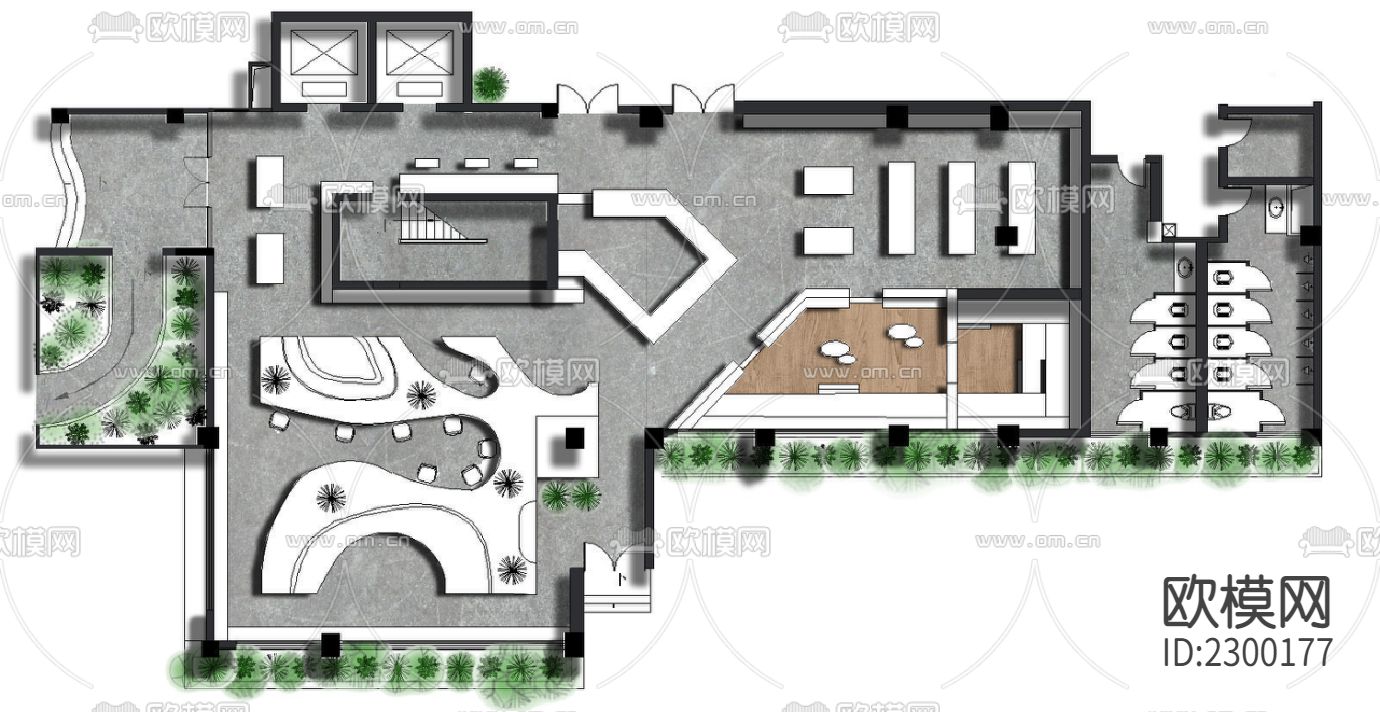 图书馆书吧空间CAD施工图下载（渲染图1）