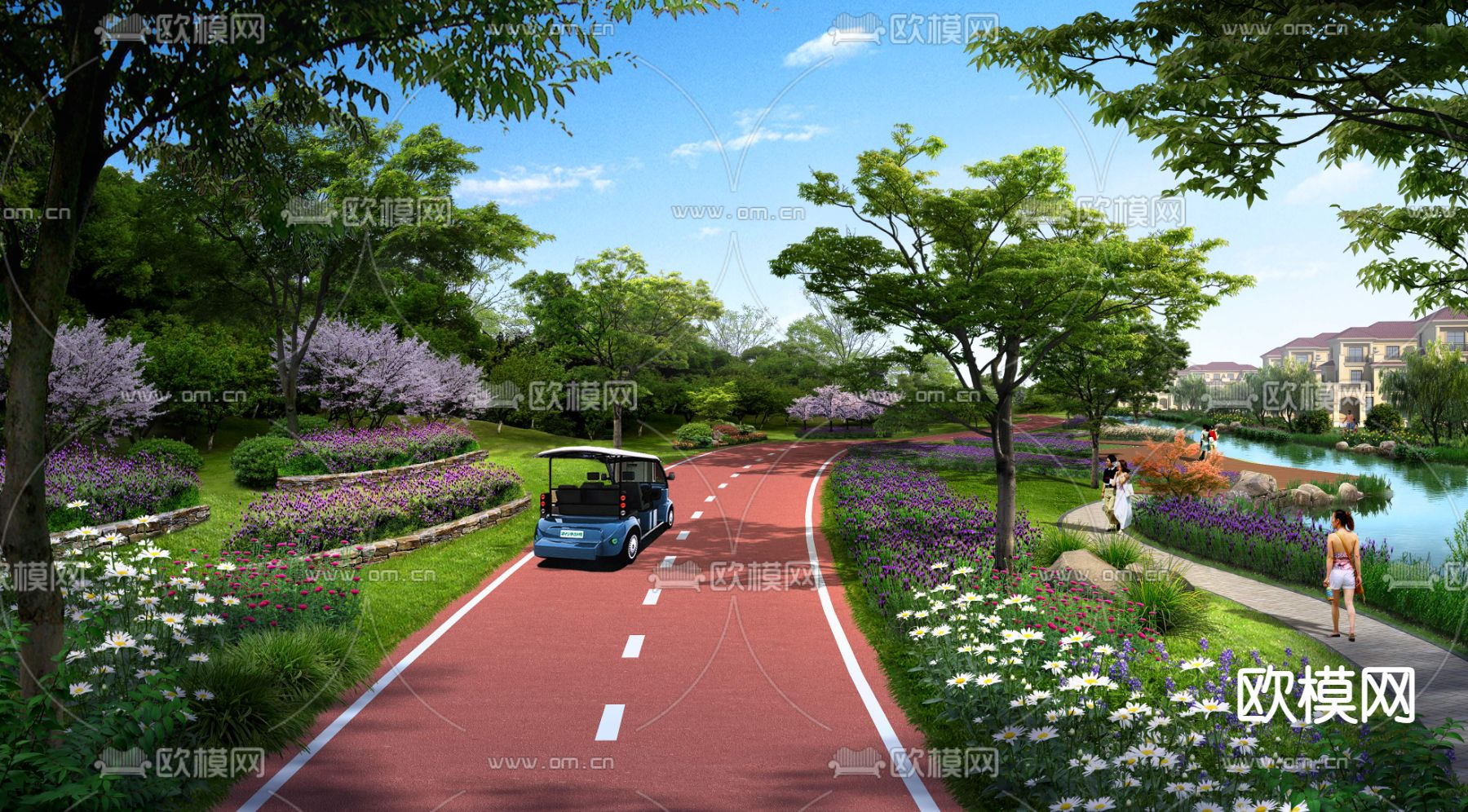 现代湿地公园绿道观光道psd下载