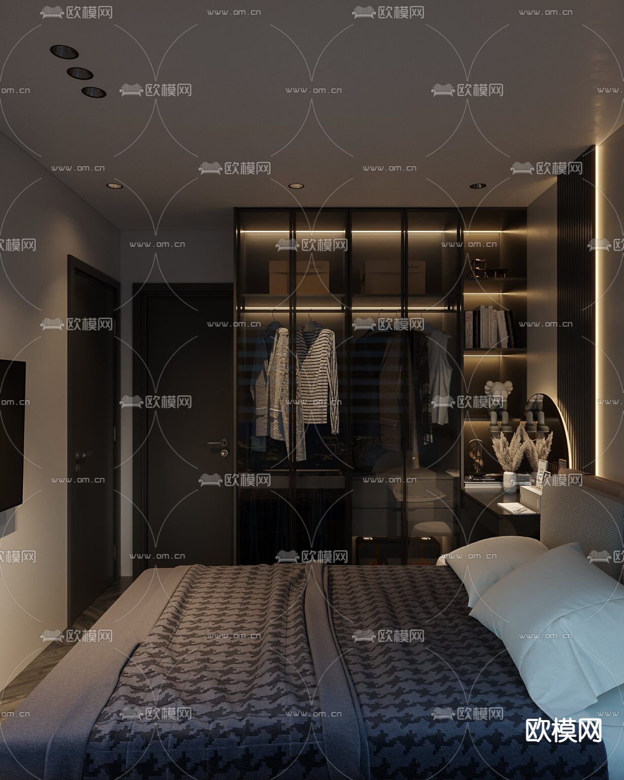 现代轻奢公寓免费3d模型下载（渲染图9）