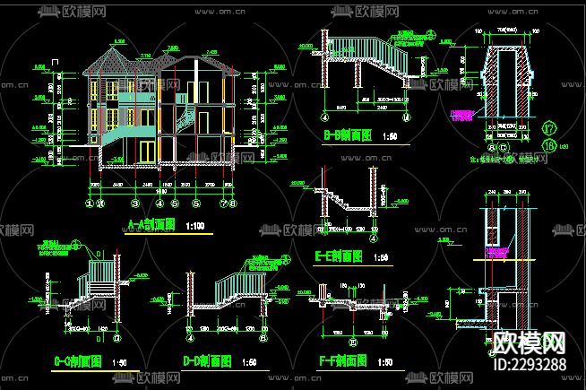 别墅cad施工图下载（渲染图3）