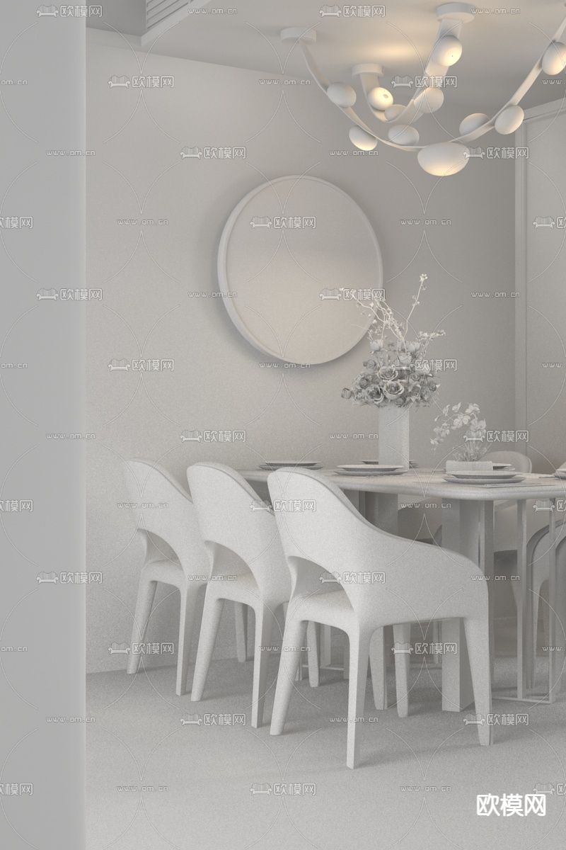 则灵艺术 侘寂餐厅3d模型下载（渲染图2）