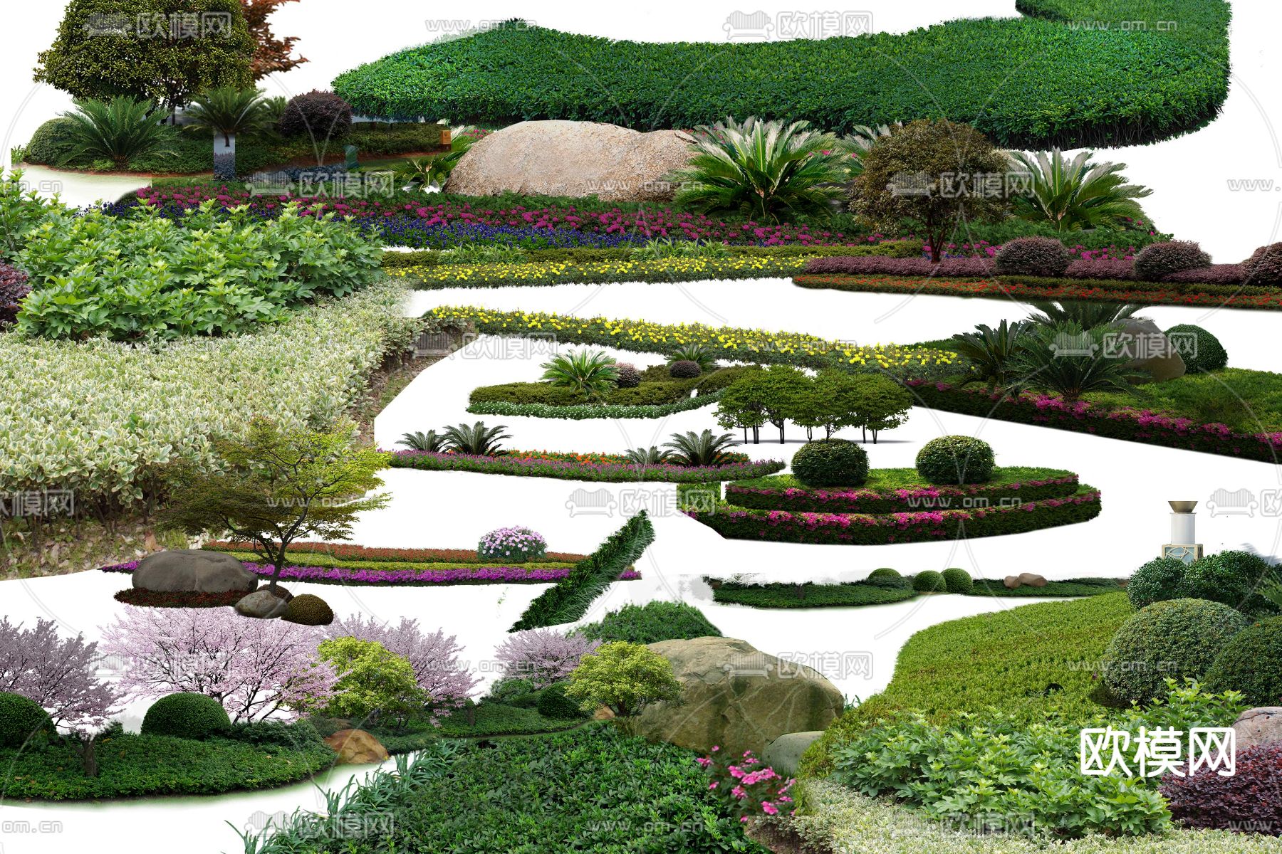 灌木球 花坛 绿化带psd下载